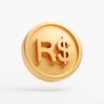 Gold coin real brazil currency money icon sign or symbol busines