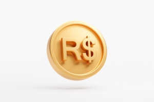 Gold coin real brazil currency money icon sign or symbol busines